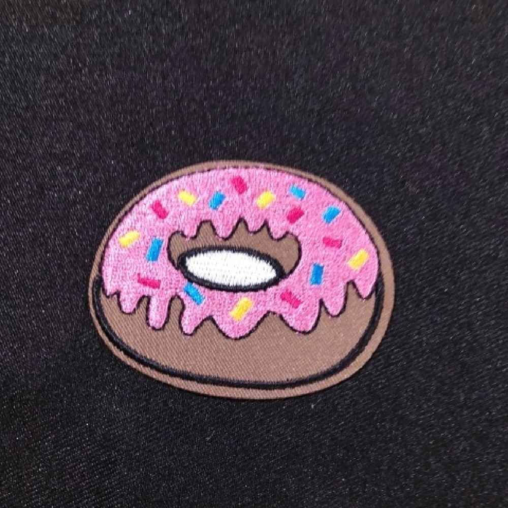 Pink Donut Embroidered Patch Iron On